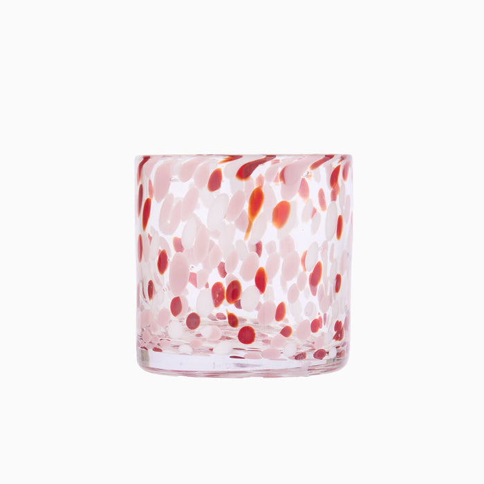 Lazio 10cm Glass Candle Holder - Paprika & Blush Pink Confetti - Laura James