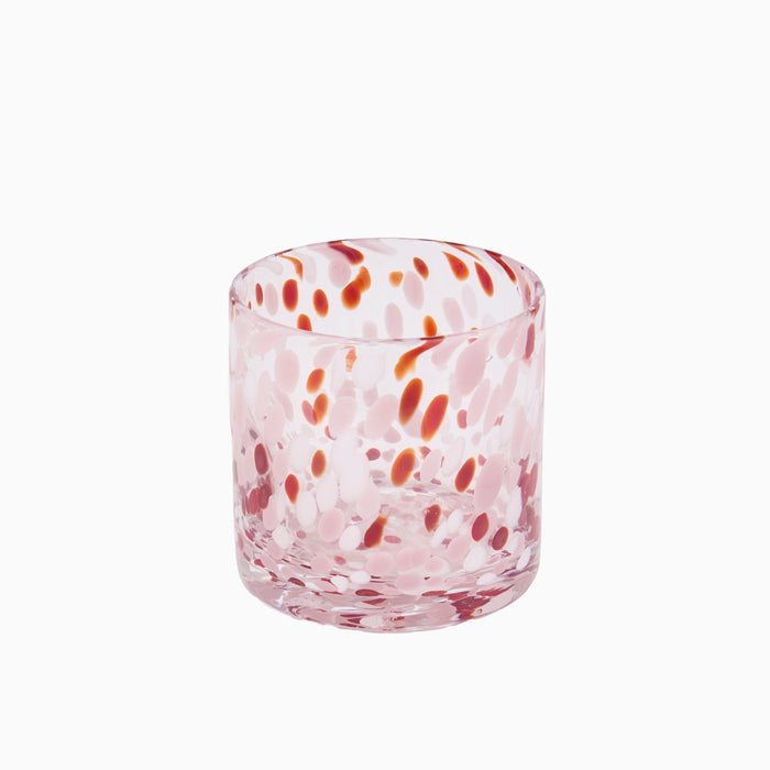 Lazio 10cm Glass Candle Holder - Paprika & Blush Pink Confetti - Laura James