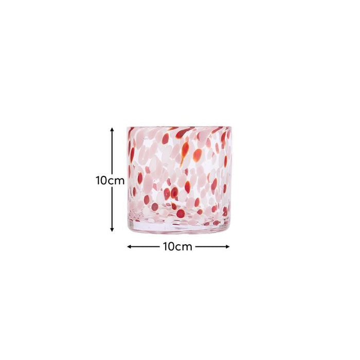 Lazio 10cm Glass Candle Holder - Paprika & Blush Pink Confetti - Laura James