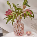 Lazio 20cm Glass Vase - Paprika & Blush Pink Confetti - Laura James