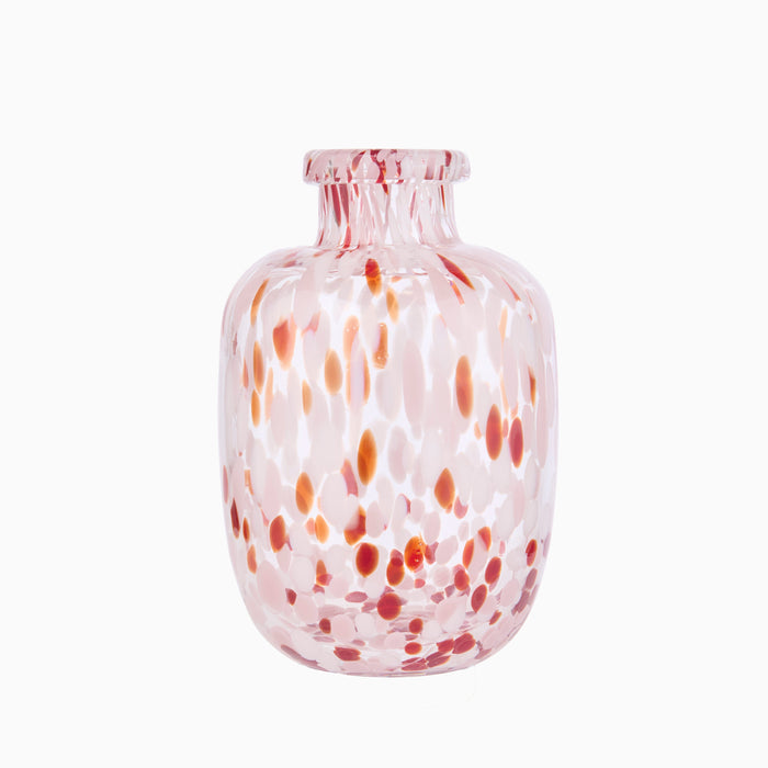 Lazio 20cm Glass Vase - Paprika & Blush Pink Confetti - Laura James