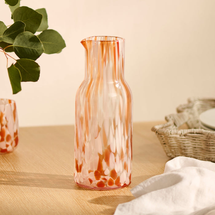 Lazio 24cm Carafe Glass Jug - Blush Pink Confetti - Laura James