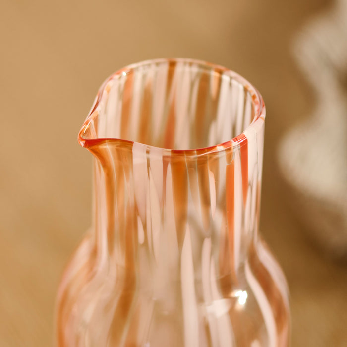 Lazio 24cm Carafe Glass Jug - Blush Pink Confetti - Laura James