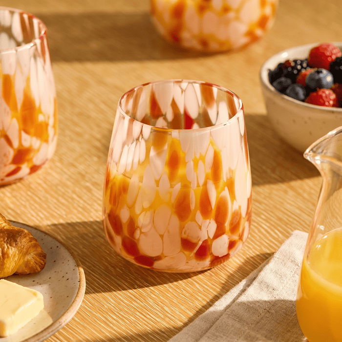 Lazio 9cm Glass Tumbler - Set of 6 - Blush Pink Confetti - Laura James