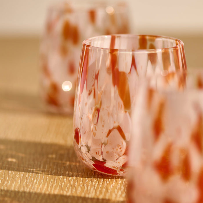 Lazio 9cm Glass Tumbler Set of 6 - Blush Pink Confetti - Laura James