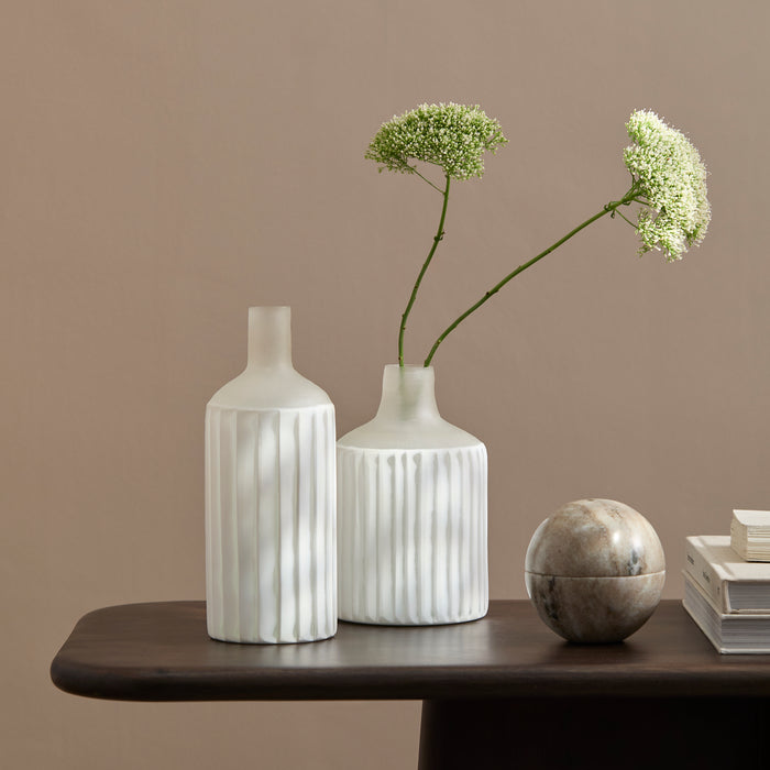 Levanto Glass Vase - Set of 2 - White - Laura James
