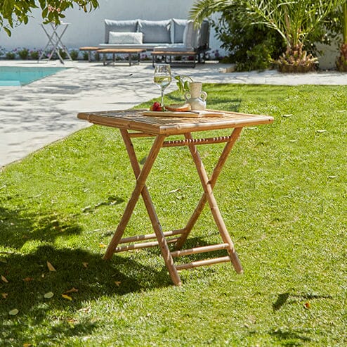 Lila Bamboo Square Folding Table 70cm - Laura James