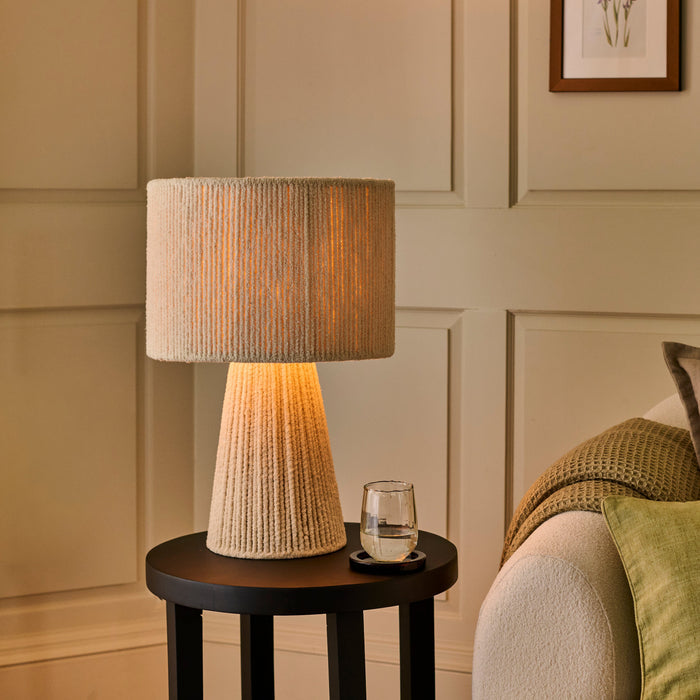 Lohi 52cm Table Lamp - Natural Chenille - Laura James