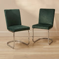 Lola Green Dining Chairs - Set of 2 - Chrome Legs - Laura James