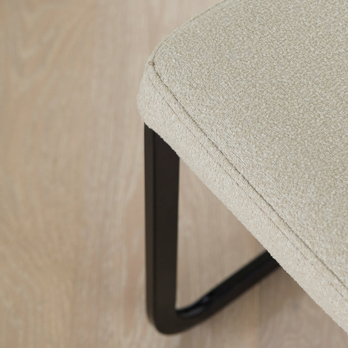 Lola Dining Chairs - Set Of 2 - Light Beige Boucle with Black Legs - Laura James