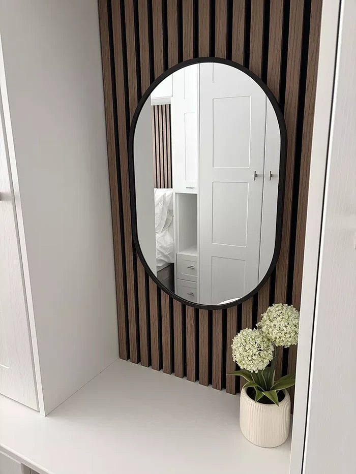 Lowesby 60X40cm Metal Capsule Mirror - Black
