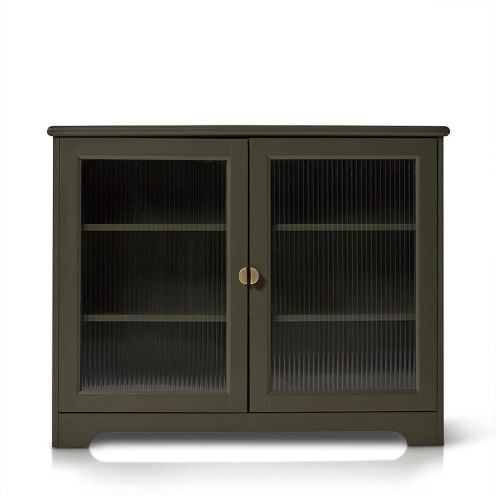 Lua Narrow 2 Door Sideboard in Fir Green with Fluted Glass - Laura James