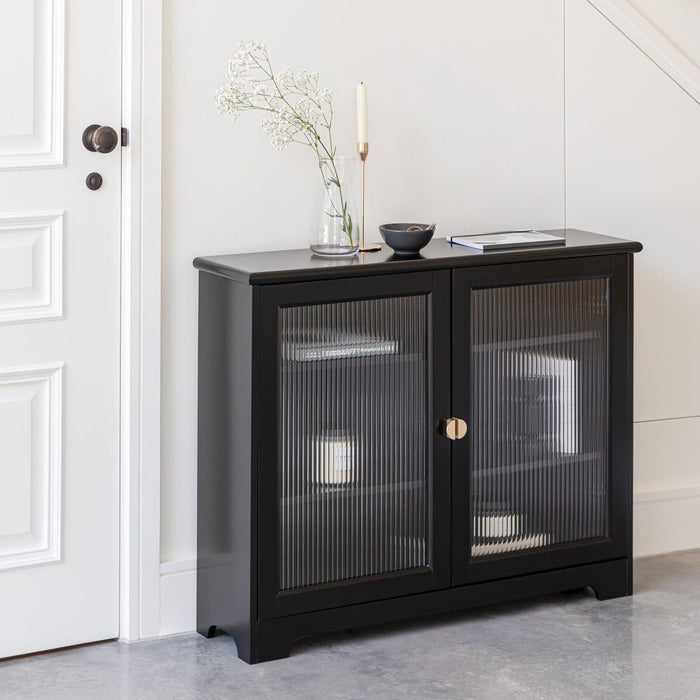 Lua Narrow 2 Door Sideboard in Noir Black