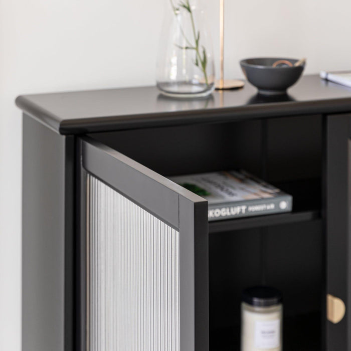 Lua Narrow 2 Door Sideboard in Noir Black - Laura James