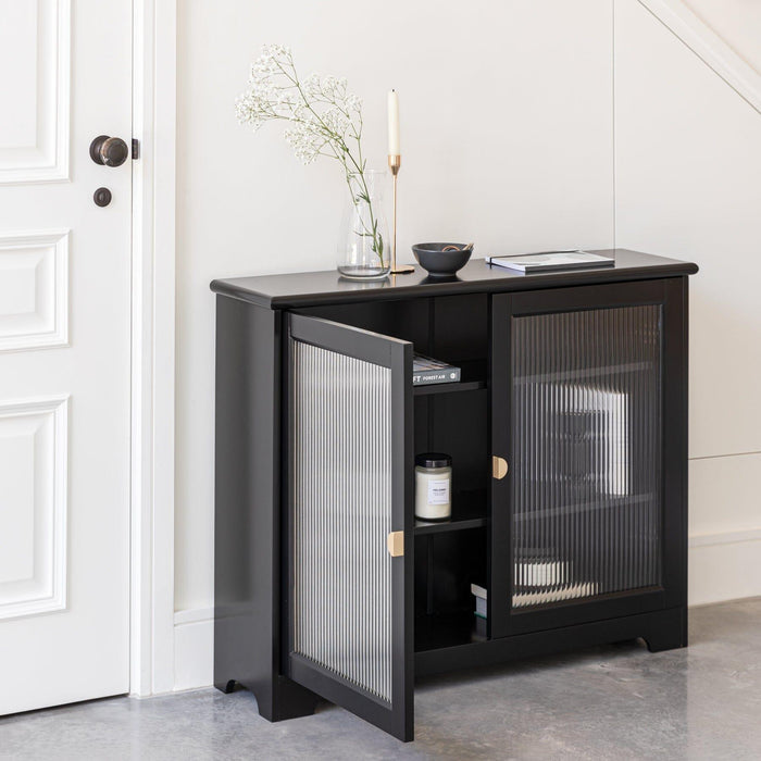 Lua Narrow 2 Door Sideboard in Noir Black - Laura James