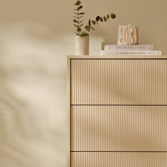 Luella 80cm 5 Drawer Tallboy - Driftwood - Laura James