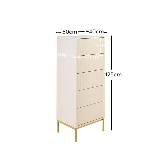 Luella 80cm 5 Drawer Tallboy - Driftwood - Laura James