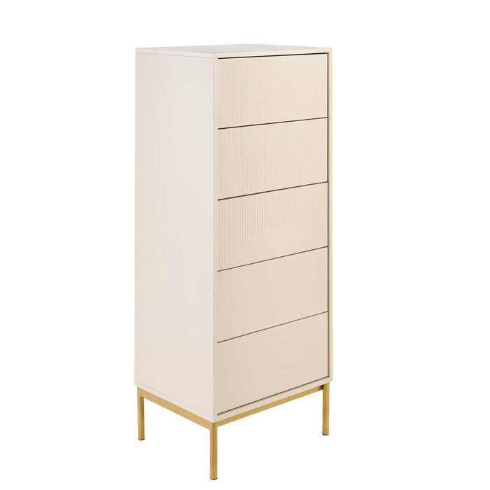 Luella 80cm 5 Drawer Tallboy - Driftwood - Laura James
