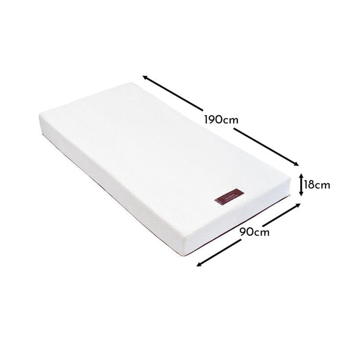 Luna Memory Foam Single Mattress - Burgundy Red Zip - Laura James