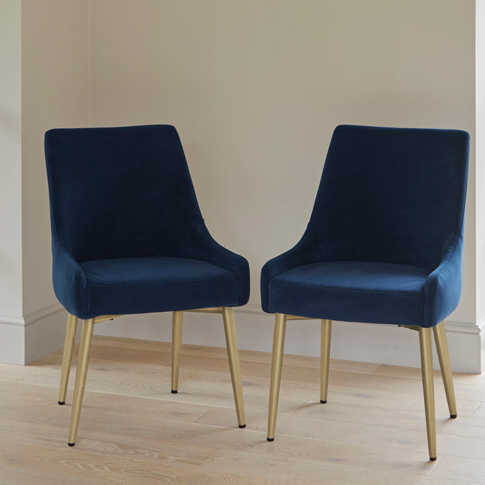 Maeve Ink Dining Chairs - Set of 2 - Gold Legs