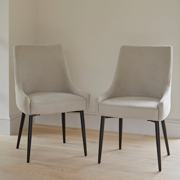 Maeve Soft Beige Dining Chairs - Set of 2 - Black Legs