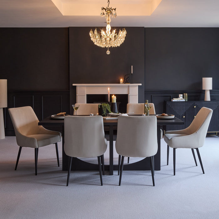 Maeve Soft Beige Dining Chairs - Set of 2 - Black Legs