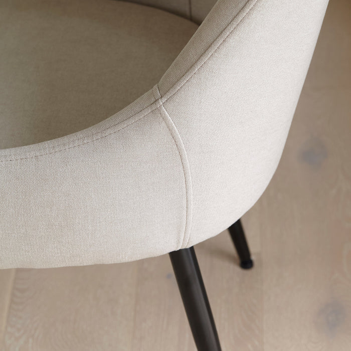 Maeve Soft Beige Dining Chairs - Set of 2 - Black Legs