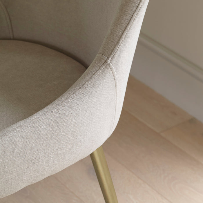 Maeve Soft Beige Dining Chairs - Set of 2 - Gold Legs - Laura James