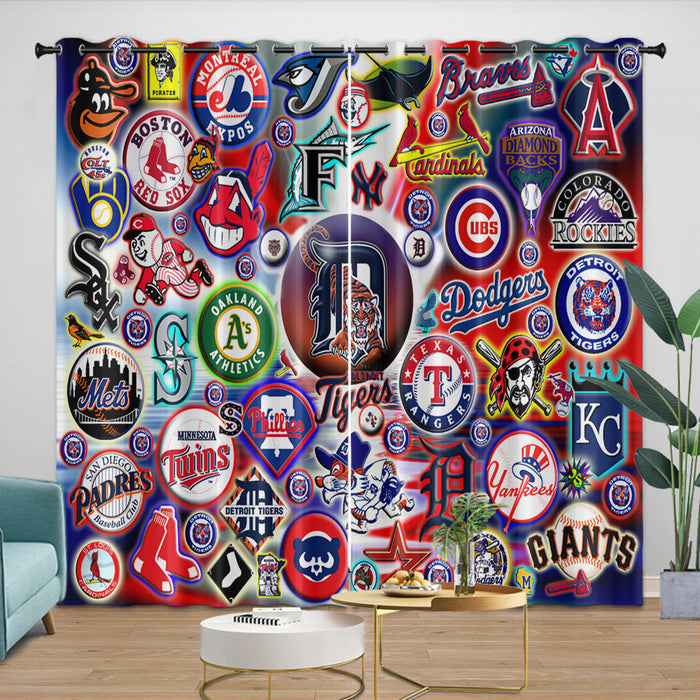 Major League Baseball MLB Curtains Blackout Window Drapes Room Decoration