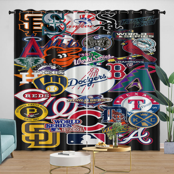 Major League Baseball MLB Curtains Blackout Window Drapes Room Decoration