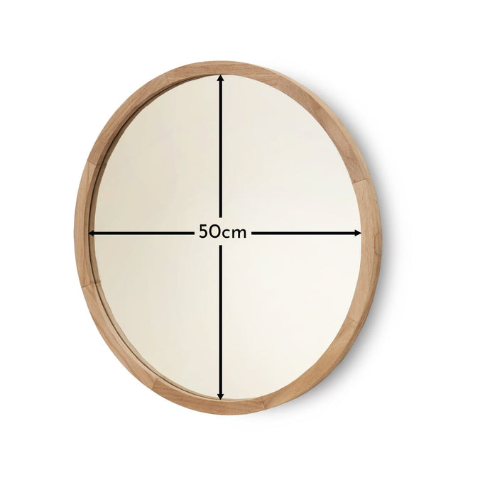 Marbury 50cm Round Wooden Mirror - Natural - Laura James