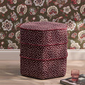 Margot 45cm Hexagon Footstool - Burgundy Spot with Burgundy Velvet Piping - Laura James