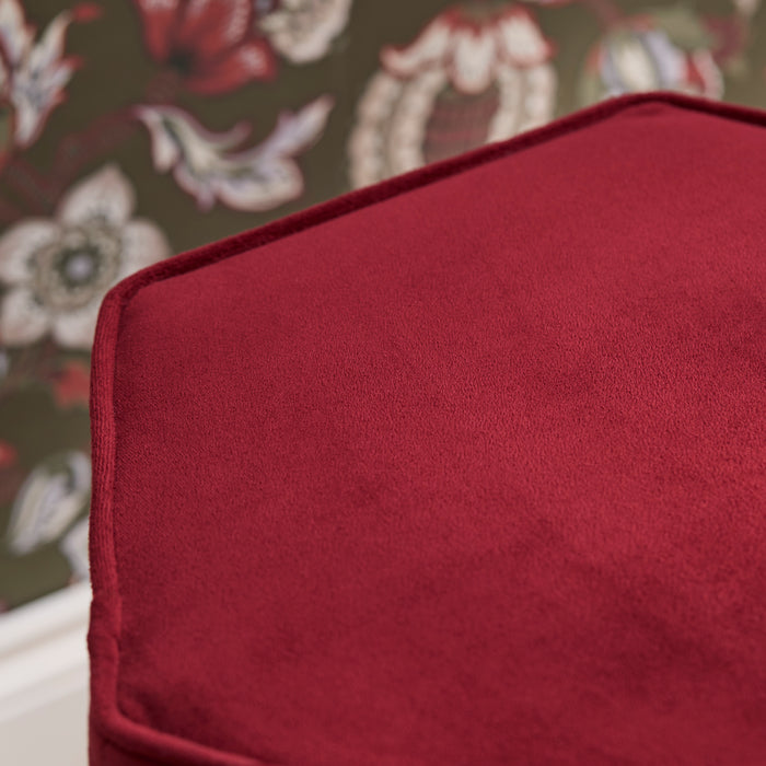 Margot 46cm Hexagon Footstool - Burgundy Velvet - Laura James