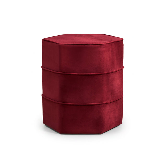 Margot 46cm Hexagon Footstool - Burgundy Velvet - Laura James
