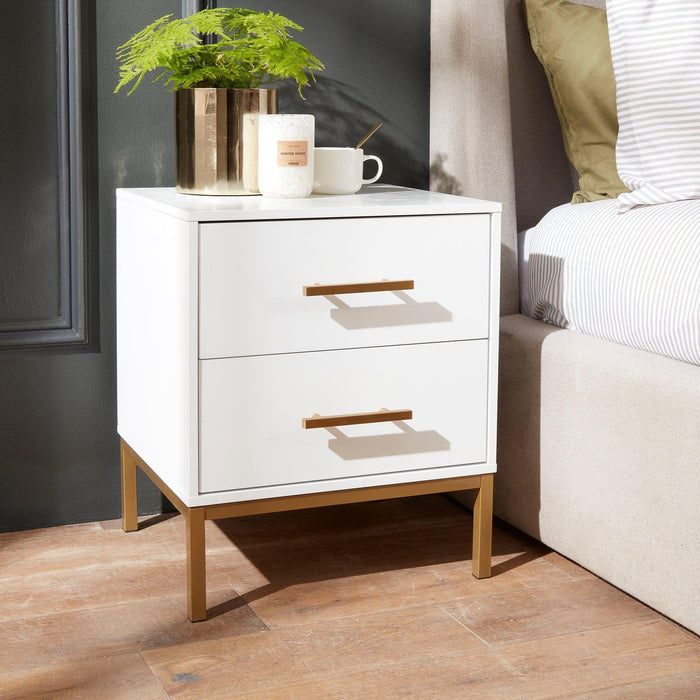 Marie Bedside Table - White - Laura James