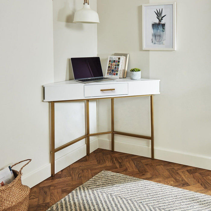 Marie Corner Desk - White - Laura James