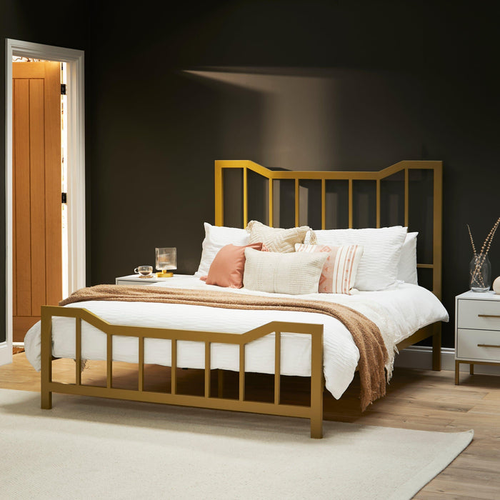 Marie King Size Bed - Gold Metal - Laura James