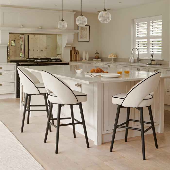 Marilyn Ivory Bar Stool - Black Oak Legs