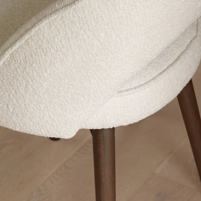 Marilyn Light Beige Boucle Dining Chair - Set of 2 - Coffee Brown Mango Wood Legs - Laura James
