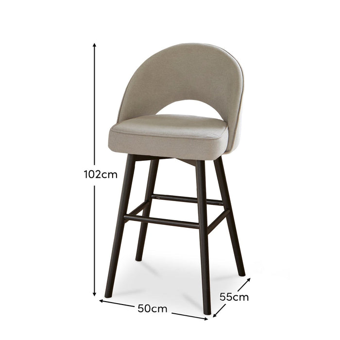 Marilyn Soft Beige Barstool with Black Oak Legs - Laura James