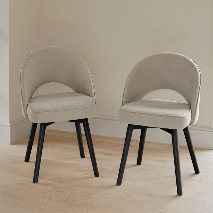 Marilyn Soft Beige Dining Chairs - Set of 2 - Black Oak Legs
- Laura James