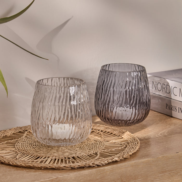 Matera 13cm Glass Candleholder - Clear - Laura James