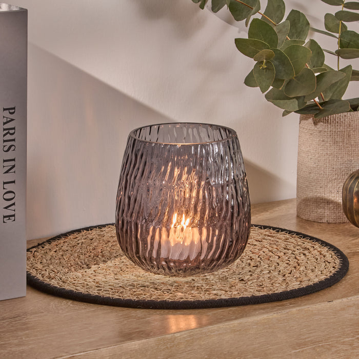 Matera 13cm Glass Candleholder - Smoke Grey - Laura James