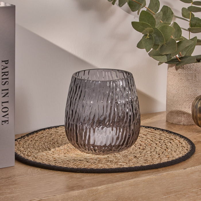 Matera 13cm Glass Candleholder - Smoke Grey - Laura James