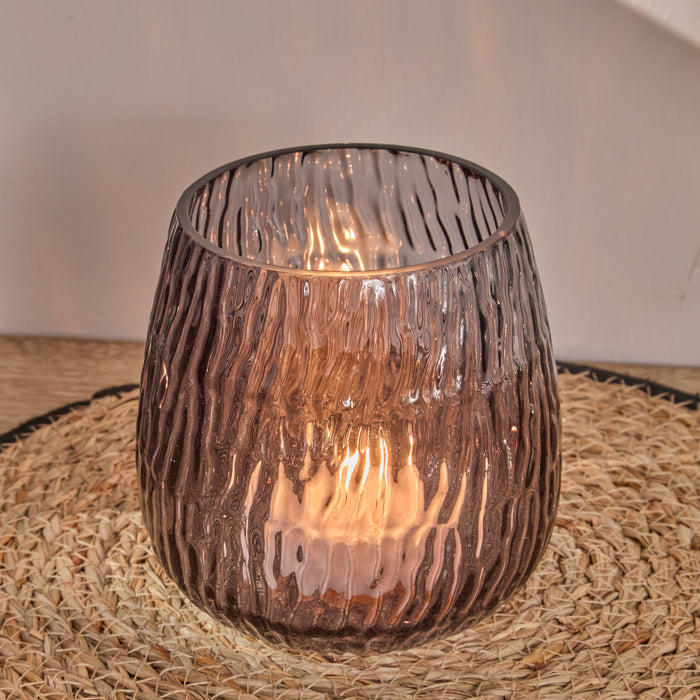 Matera 13cm Glass Candleholder - Smoke Grey - Laura James