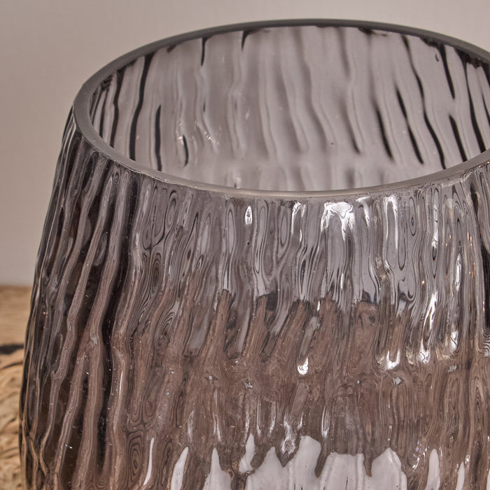 Matera 13cm Glass Candleholder - Smoke Grey - Laura James