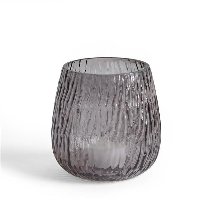 Matera 13cm Glass Candleholder - Smoke Grey - Laura James