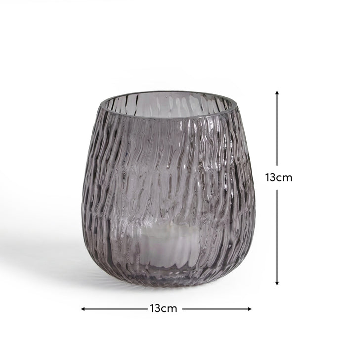 Matera 13cm Glass Candleholder - Smoke Grey - Laura James