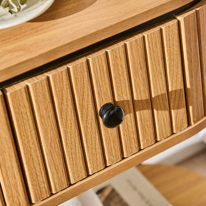 Matius Black Seasoned Oak 1 Drawer Bedside Table - Laura James