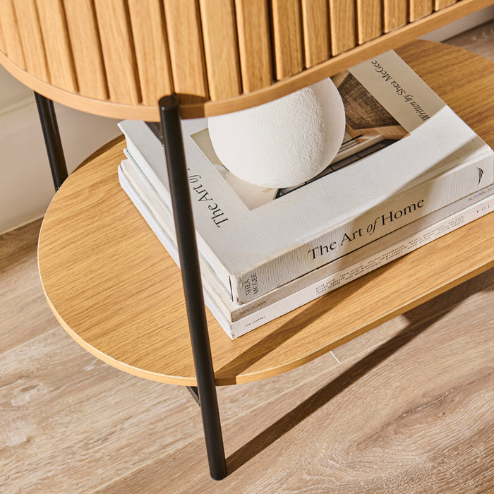 Matius Black Seasoned Oak 1 Drawer Bedside Table - Laura James